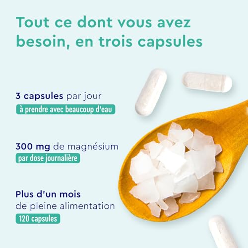 Magnésium bisglycinate haute dose pour musculaire - Sportifs et personnes actives - Formule biodisponible - 120 gélules 