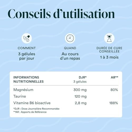 Magnésium Bisglycinate NAVAVITA 300mg/j Haute Teneur combat fatigue stress 120 gélules France fabriqué