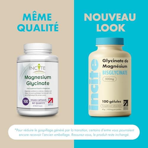Magnésium bisglycinate 500mg Qualité Premium Naturelle Haute Concentration 100 Comprimés Véganes 3 Mois d'Approvisionnem