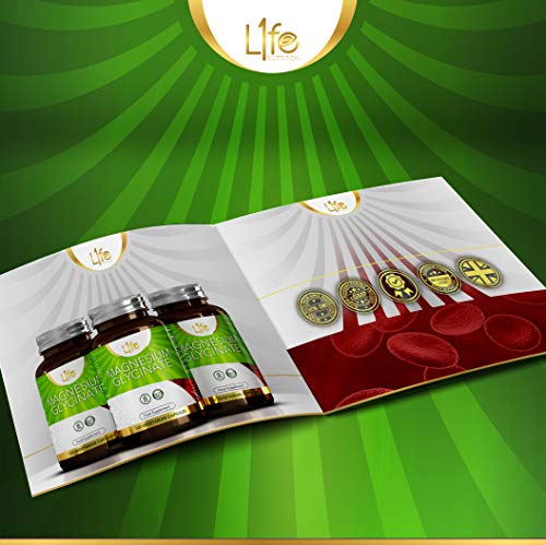 Magnésium Glycinate 1250mg | 250mg Élémentaire par Capsule | Supplément Végétalien sans OGM sans Gluten sans Allergène