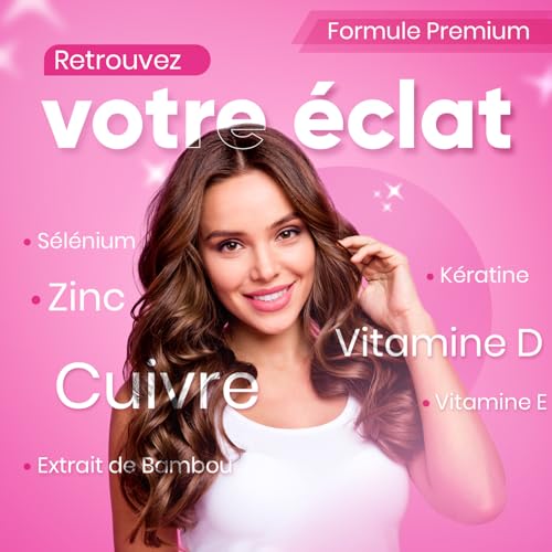 Biotine Cheveux Vitastrong Haute Dosage pour Cheveux Forts et Santé, Pour Femmes et Hommes, Comprimés de 450 pour 15 Moi