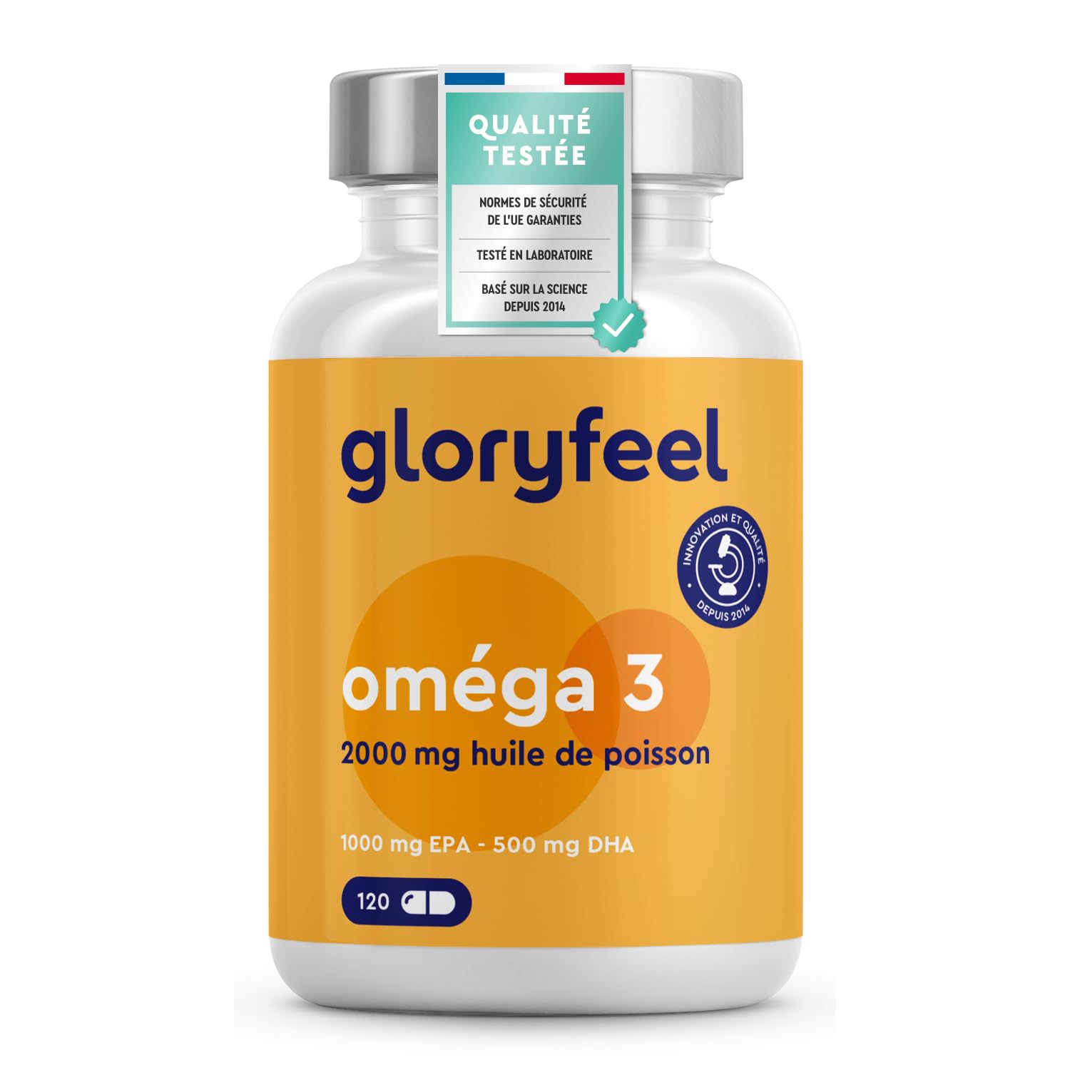 Omega 3 2000 mg Huile de Poissons Sauvages, Oméga 3 sous Forme Triglycérides Réestérifiées rTG, Source d'Acides Gras Ess
