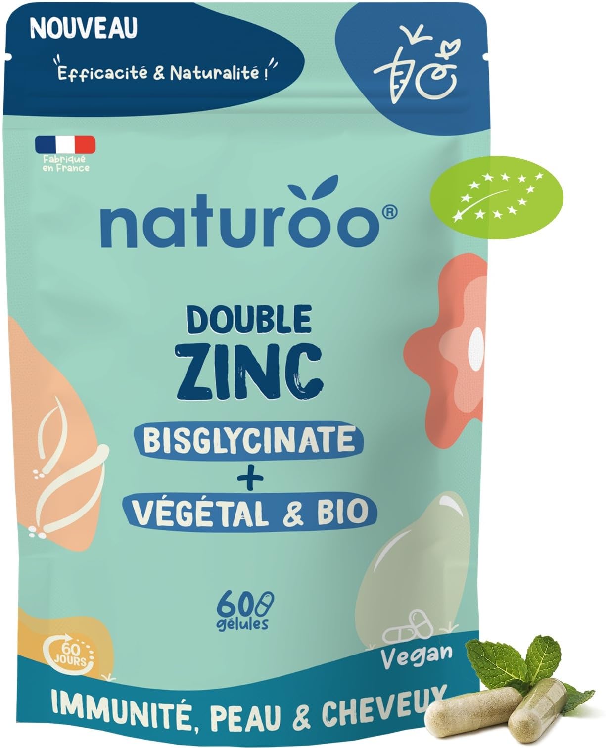 Zinc Bio Bisglycinate Vegan - Immunité & Fertilité - 60 Gélules (2 mois)