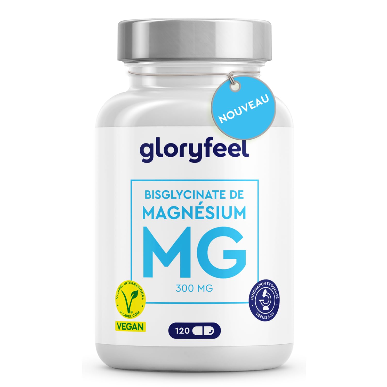 Magnésium bisglycinate haute dose pour musculaire - Sportifs et personnes actives - Formule biodisponible - 120 gélules 