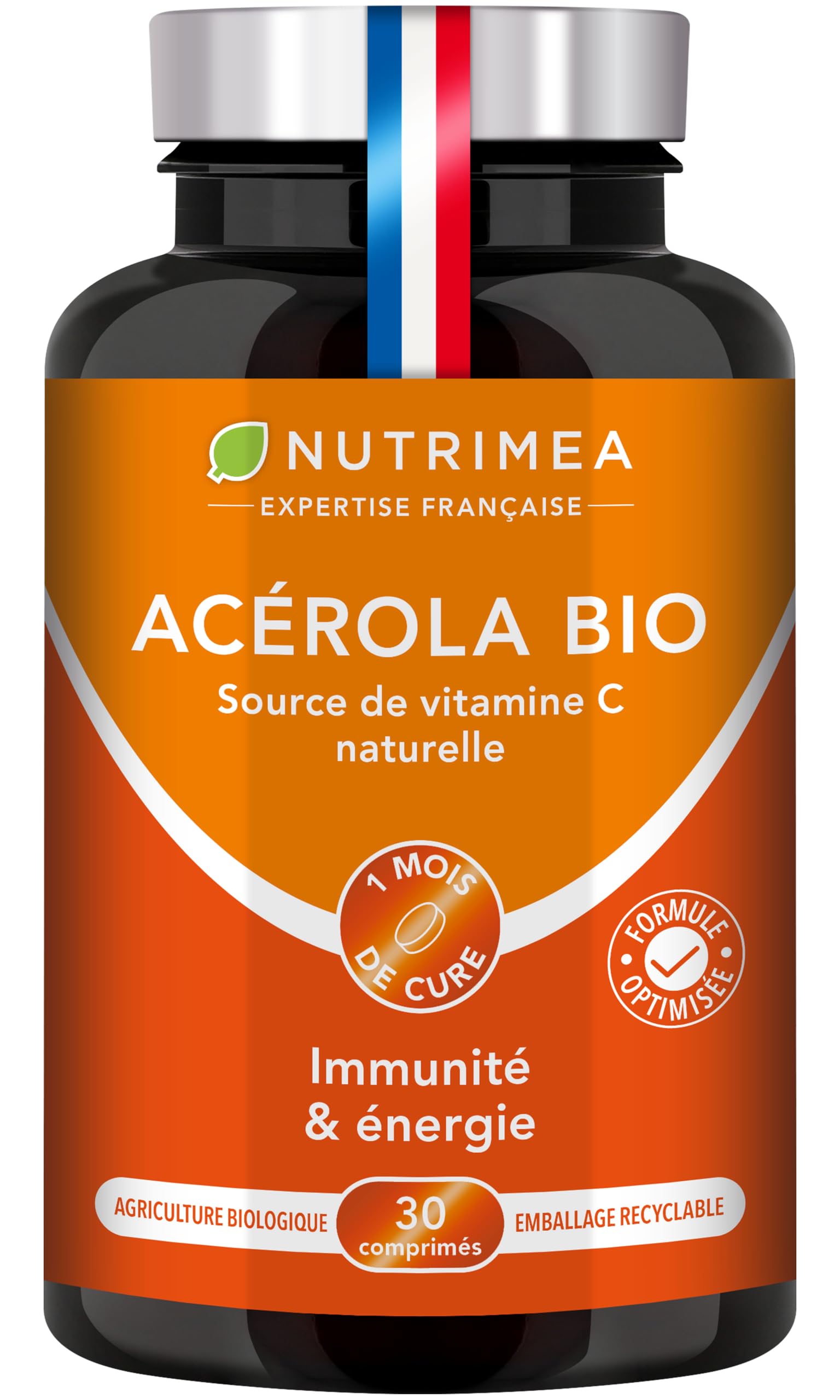 ACEROLA BIO Naturelle Fortement Concentrée en Vitamine C Renforce le Système Immunitaire - Comprimés Vegan 30Pièces Fabr