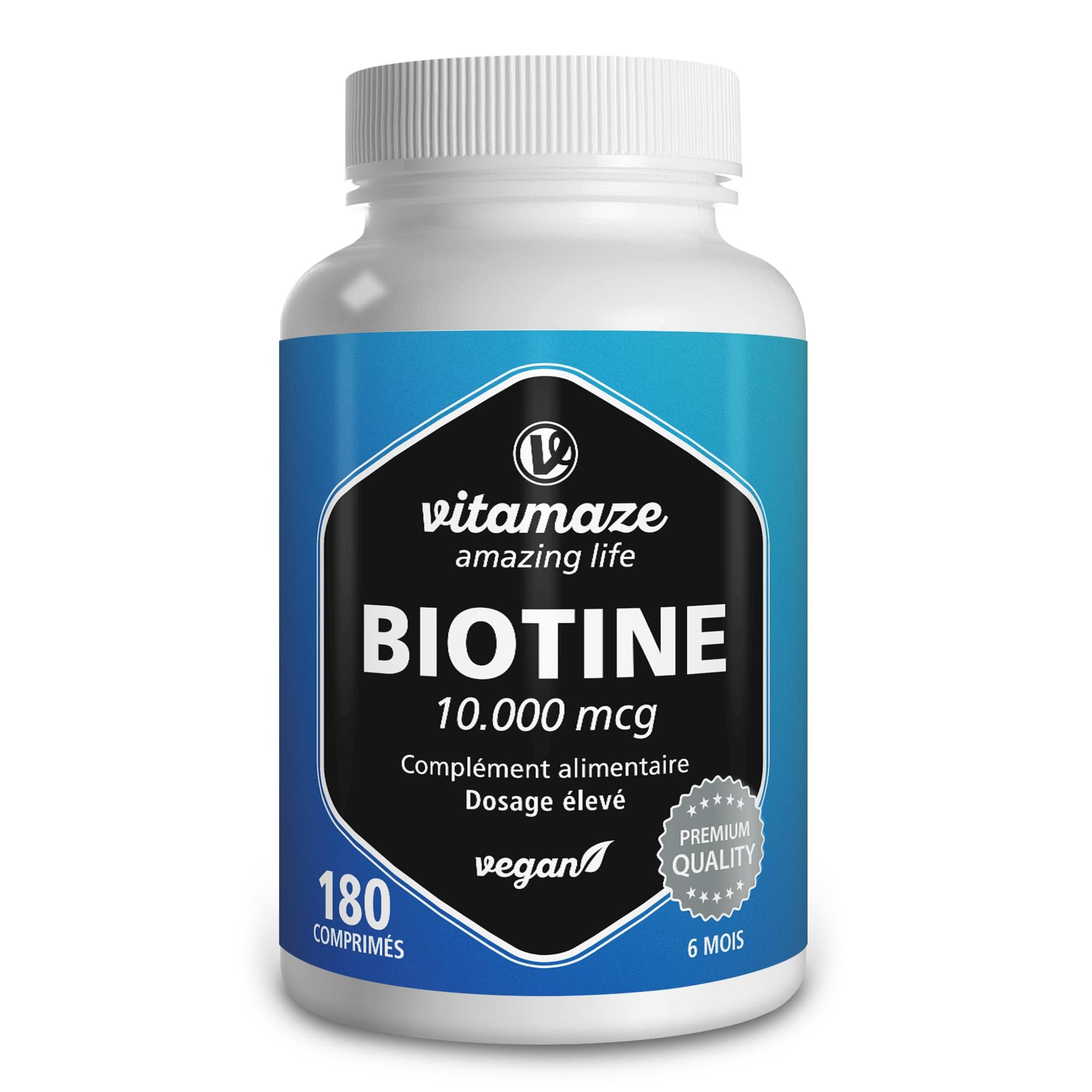 Biotine 10.000 mcg Pousse des Cheveux - Compléments Alimentaires sans Additifs Inutiles - Pour une Croissance de Cheveux