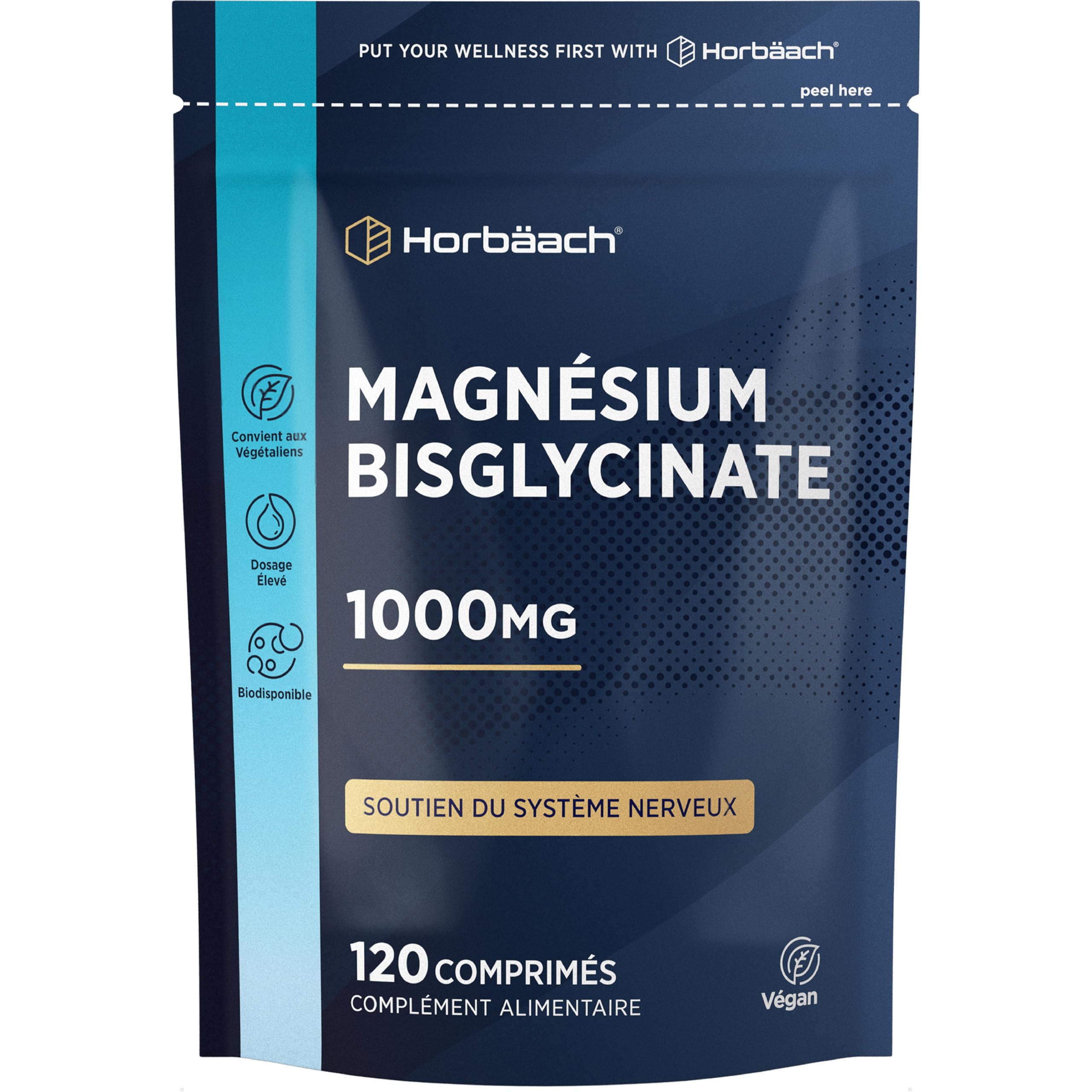 Magné IonicPage de Horbaach : Magnésium Bisglycinate 1000mg | 120 Comprimés Végan | Complément Alimentaire Haute Absorpt